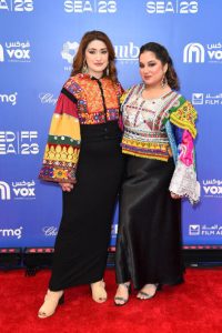 JEDDAH, SAUDI ARABIA - DECEMBER 06: (L-R) Hira Yousafzai and Hirra Farooqi attend the screening of "Solatia" during the Red Sea International Film Festival 2023 at VOX Cinema on December 06, 2023 in Jeddah, Saudi Arabia. (Photo by Eamonn M. McCormack/Getty Images for The Red Sea International Film Festival)